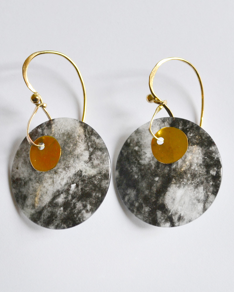 Earrings in gold and jade