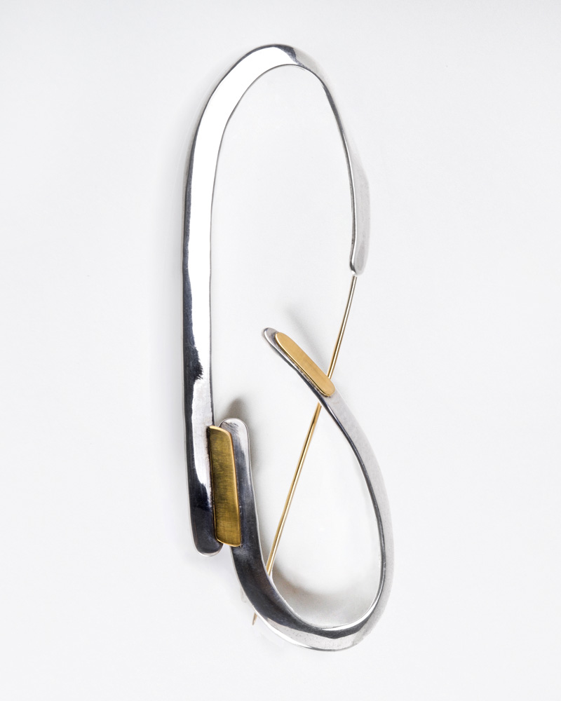 Brooch in silver and gold