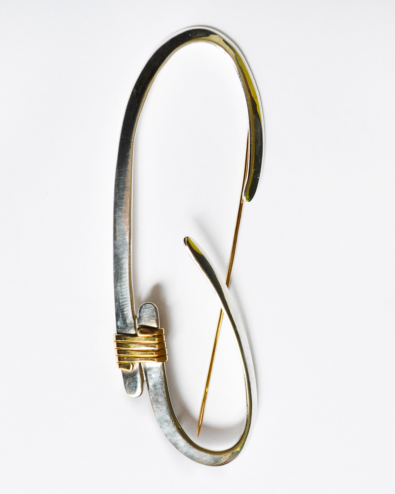 Brooch in silver and gold